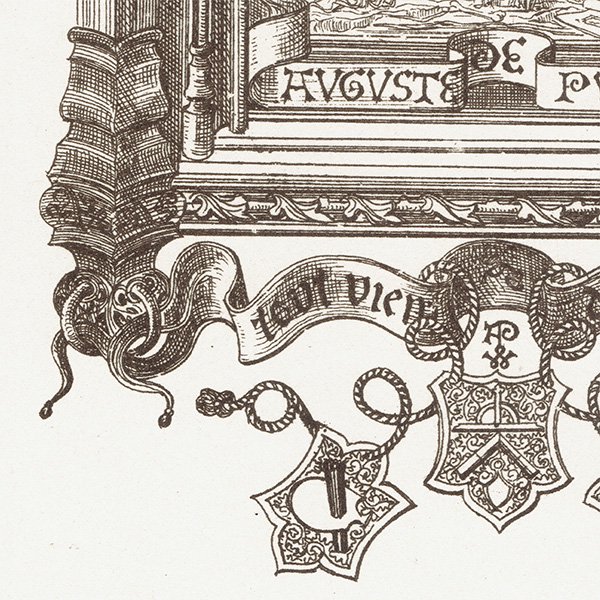 オーナメント / 15世紀と16世紀の装飾品 End piece Armorial Design キリストの磔刑 イギリス アンティーク 版画 1904年  0251