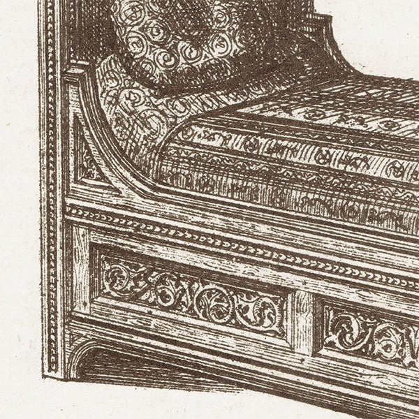 オーナメント / 15世紀と16世紀の装飾品 Bed / ベッド イギリス アンティーク 版画 1904年  0252