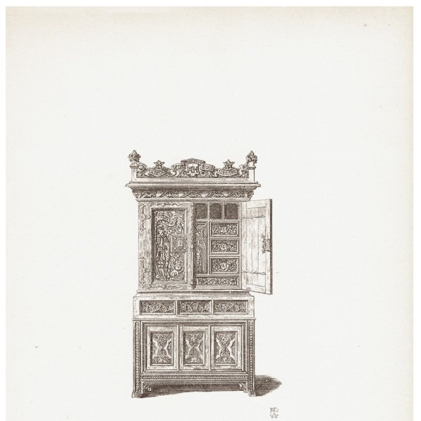 オーナメント / 15世紀と16世紀の装飾品 Cabinet / キャビネット イギリス アンティーク 版画 1904年  0253