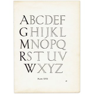 レタリング タイポグラフィ アルファベット トレイジャン（Trajan）大文字 1936年 イギリス ヴィンテージ プリント  1105