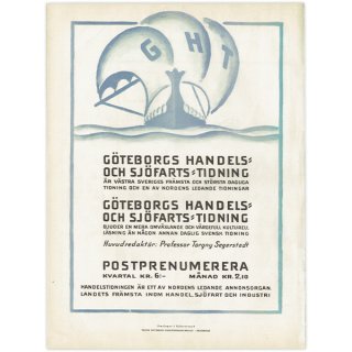 スウェーデン ヴィンテージ広告 新聞社 北欧デザイン アールデコ /  1925年 0404