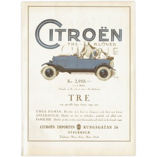 シトロエン (Citroën) 1925年 スウェーデンの古い車の広告（ヴィンテージ広告） 0180