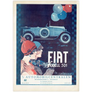 フィアット (Fiat) 1925年 スウェーデンの古い車の広告（ヴィンテージ広告） 0181