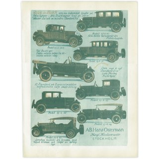 ビュイック (Buick) 1925年 スウェーデンの古い車の広告（ヴィンテージ広告） 0182