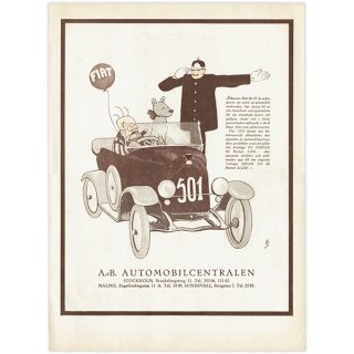 フィアット (Fiat) 1925年 スウェーデンの古い車の広告（ヴィンテージ広告） 0184
