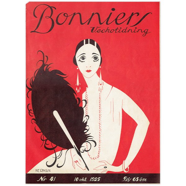 スウェーデンの古い雑誌表紙 Bonniers Veckotidning 1925年10月10日号 (カバーアート)