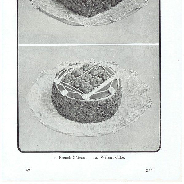 ミセスビートンの家政読本より FANCY CAKES(デコレーションケーキ) 1906年 イギリスアンティークプリント 0119