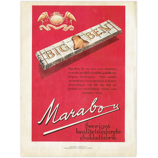 スウェーデン Marabou（マラボウ）のチョコレート ヴィンテージ広告 北欧デザイン / 1925年 0418