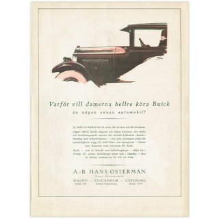 ビュイック (Buick) 1925年 スウェーデンの古い車の広告（ヴィンテージ広告） 0190
