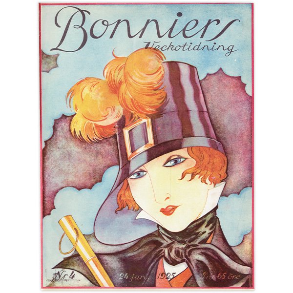 スウェーデンの古い雑誌表紙 Bonniers Veckotidning 1925年1月24日号 (カバーアート) 1141
