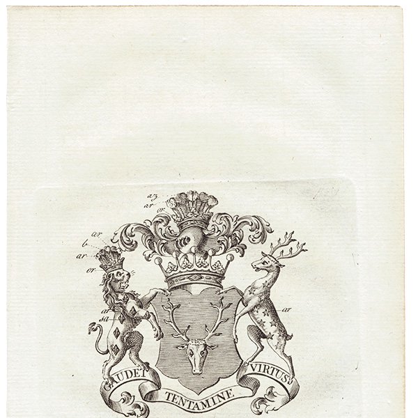 英国貴族の紋章 「Legge Earl of Dartmouth（ダートマス伯爵）」   アンティーク プリント 1779年  |  1215