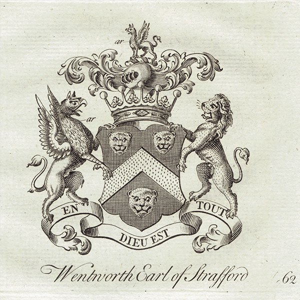 英国貴族の紋章 「Wentworth Earl of Strafford（ストラフォード伯爵 ）」   アンティーク プリント 1779年  |  1217