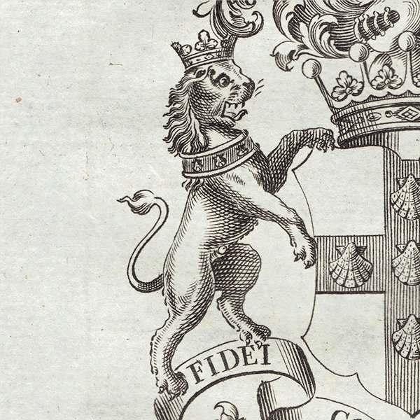 英国貴族の紋章 「Villiers Earl of Jersey（ジャージー伯爵 ）」   アンティーク プリント 1779年  |  1218
