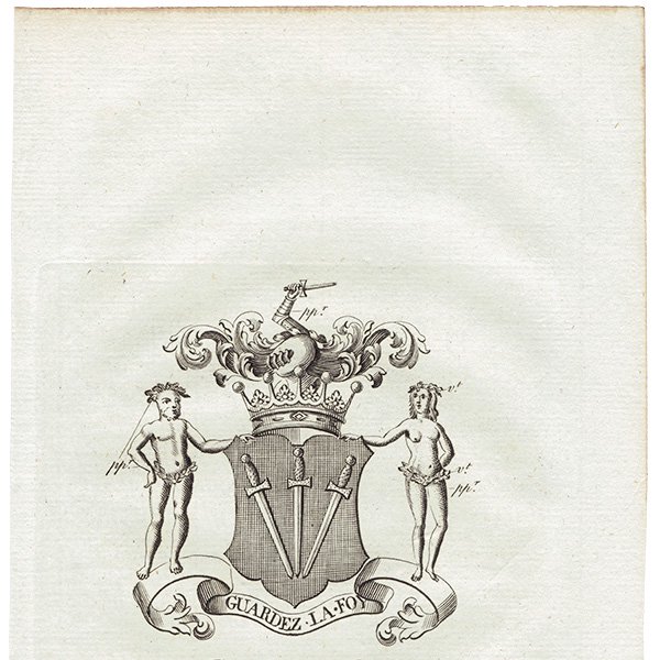 英国貴族の紋章 「Poulet Earl Poulet（ポーレット伯爵）」   アンティーク プリント 1779年  |  1219