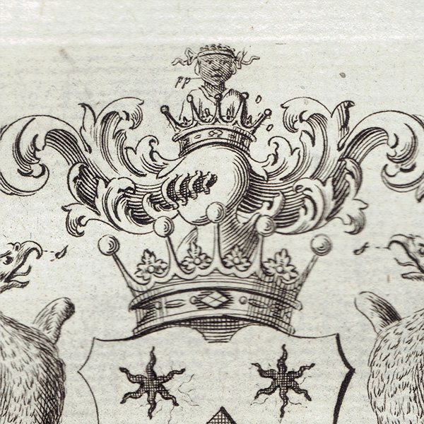 英国貴族の紋章 「Mordaunt Earl of Peterborough & Monmouth（ピーターバラ伯爵）」   アンティーク プリント 1779年  |  1220