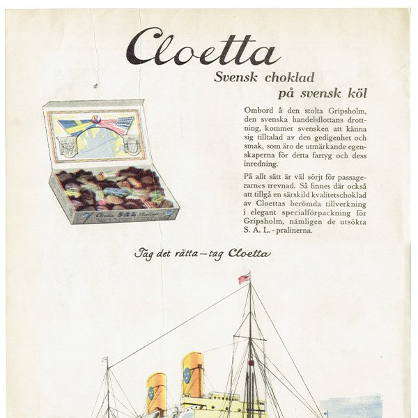 スウェーデン Cloetta チョコレート  ヴィンテージ広告 北欧デザイン / 1925年 0421