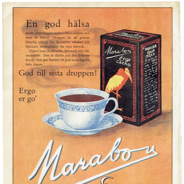 スウェーデン Marabou（マラボウ）のココア Ergo Cacao ヴィンテージ広告 北欧デザイン /  1925年 0422