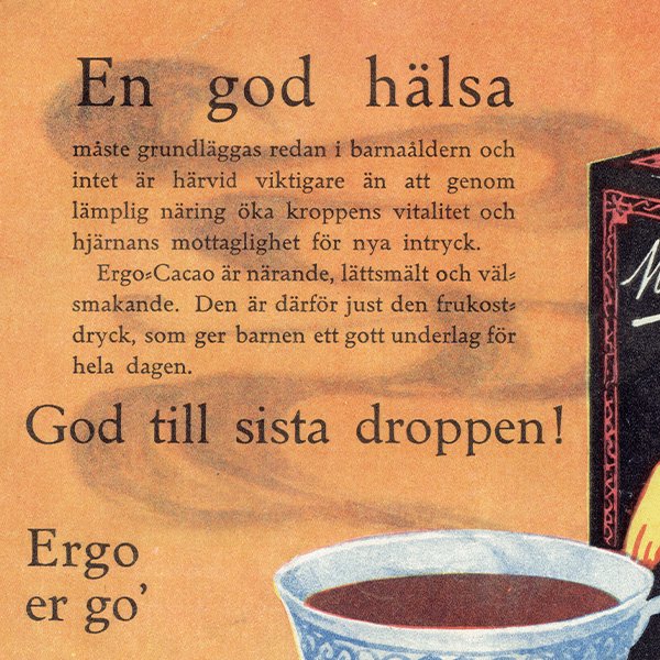スウェーデン Marabou（マラボウ）のココア Ergo Cacao ヴィンテージ広告 北欧デザイン /  1925年 0422