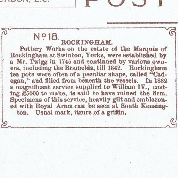 ROCKINGHAM å󥬥 ѹƫ OLD ENGLISH POTTERY and PORCELAIN ݥȥ ꥹ ƥ 1912ǯ 1108