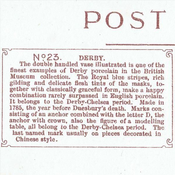 DERBY ӡ ѹƫ OLD ENGLISH POTTERY and PORCELAIN ݥȥ ꥹ ƥ 1912ǯ 1113