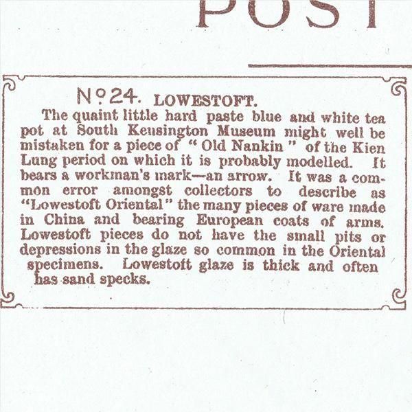 LOWESTOFT ȥե ѹƫ OLD ENGLISH POTTERY and PORCELAIN ݥȥ ꥹ ƥ 1912ǯ 1114