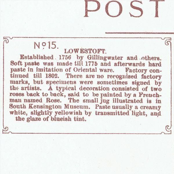 LOWESTOFT ȥե ѹƫ OLD ENGLISH POTTERY and PORCELAIN ݥȥ ꥹ ƥ 1912ǯ 1121