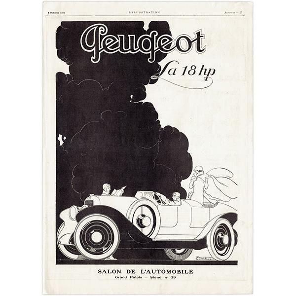 Peugeot（プジョー）クラシックカー 1924年 / フランスの古い広告