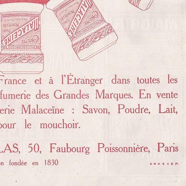 Malaceine  MONPELAS PARIS 1920ǯ ե󥹤θŤʥơ  0533