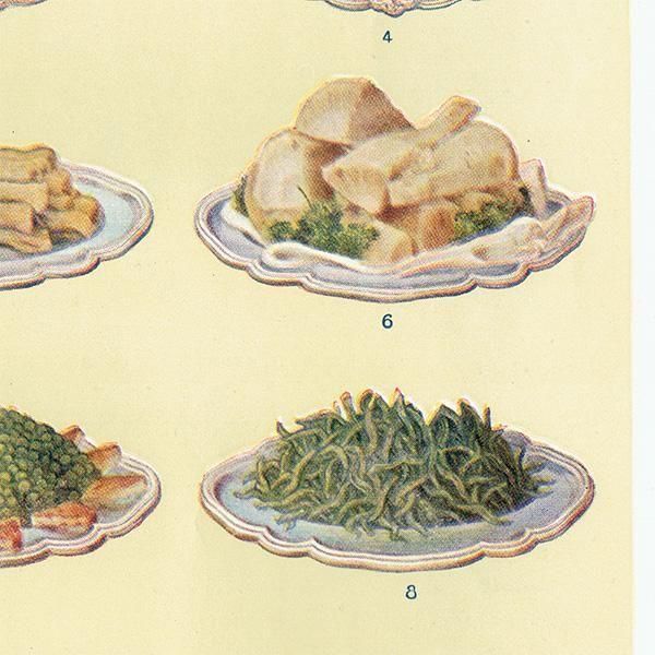 ミセスビートンの家政読本より 野菜料理 VEGETABLES 1923年 イギリスアンティークプリント 0172