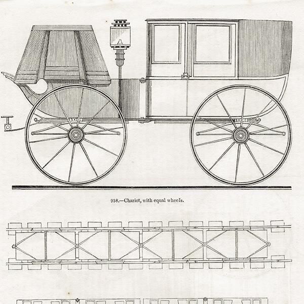 イギリス アンティーク 馬車のいろいろ 鋼版画 1844年 1001