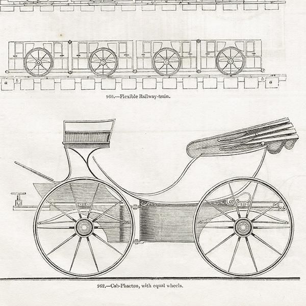 イギリス アンティーク 馬車のいろいろ 鋼版画 1844年 1001