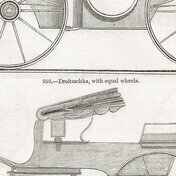 イギリス アンティーク 馬車のいろいろ 鋼版画 1844年 1001