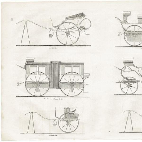 イギリス アンティーク 馬車のいろいろ 鋼版画 1844年 1002
