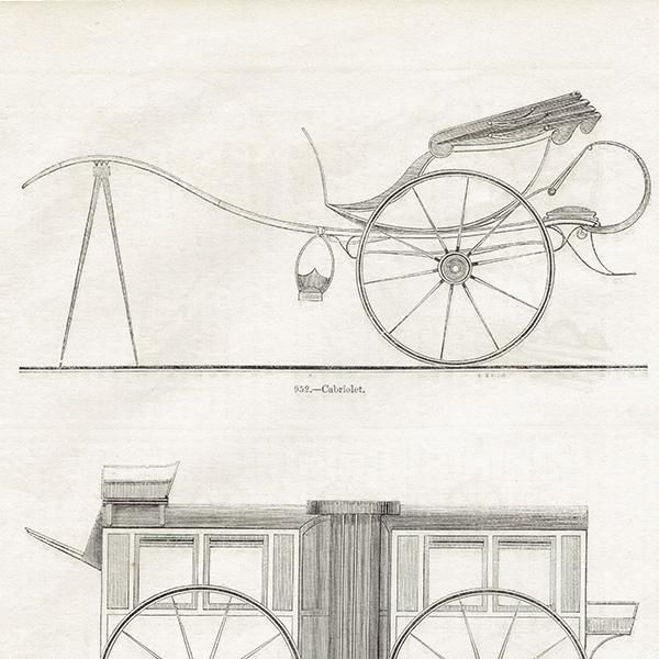 イギリス アンティーク 馬車のいろいろ 鋼版画 1844年 1002