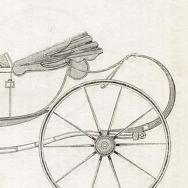 イギリス アンティーク 馬車のいろいろ 鋼版画 1844年 1002