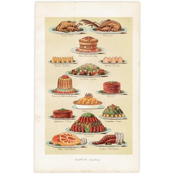 ミセスビートンの家政読本より SUPPER DISHES 夕食の料理 1898年