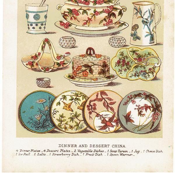 ߥӡȥβܤ DINNER AND DESSERT CHINA ͼǥѤμ 1898ǯ ꥹƥץ 0188