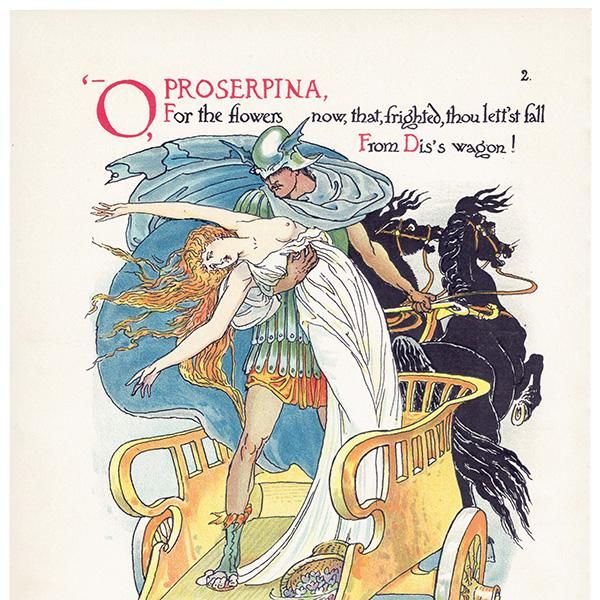 ウォルタークレインのアンティークプリント Proserpina（ペルセポネ） 「Flowers from Shakespeare's Garden