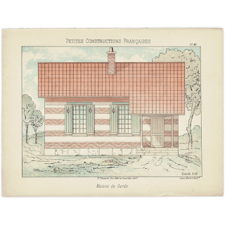 建築図面 【守衛所の立面図】 小さなフランスの建造物より フレンチアンティーク リトグラフ 1910-1920年代 | 1017<img class='new_mark_img2' src='https://img.shop-pro.jp/img/new/icons5.gif' style='border:none;display:inline;margin:0px;padding:0px;width:auto;' />