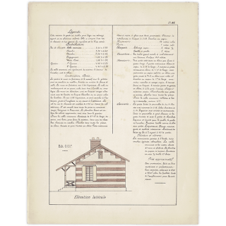 建築図面 【守衛所の側面図と凡例・見積もり】 小さなフランスの建造物より フレンチアンティーク リトグラフ 1910-1920年代 | 1020<img class='new_mark_img2' src='https://img.shop-pro.jp/img/new/icons5.gif' style='border:none;display:inline;margin:0px;padding:0px;width:auto;' />