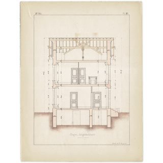 建築図面 【郊外の小さな別邸の断面図】 小さなフランスの建造物より フレンチアンティーク リトグラフ 1910-1920年代 | 1022<img class='new_mark_img2' src='https://img.shop-pro.jp/img/new/icons5.gif' style='border:none;display:inline;margin:0px;padding:0px;width:auto;' />