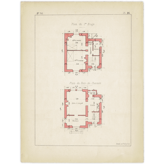 建築図面 【郊外の小さな別邸の平面図】 小さなフランスの建造物より フレンチアンティーク リトグラフ 1910-1920年代 | 1023<img class='new_mark_img2' src='https://img.shop-pro.jp/img/new/icons5.gif' style='border:none;display:inline;margin:0px;padding:0px;width:auto;' />