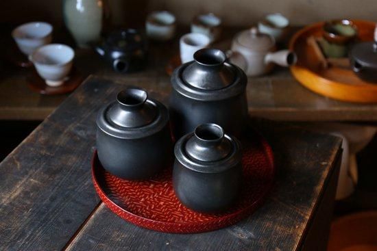 常滑焼の素三作徳利 ぐい呑セットA12 不識庵素三作酒器セット 品