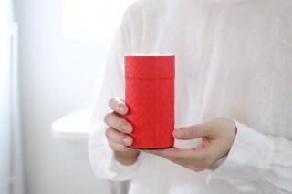 【福井県越前産】山次製紙所さんのつくる越前和紙のお茶缶・中・朱色