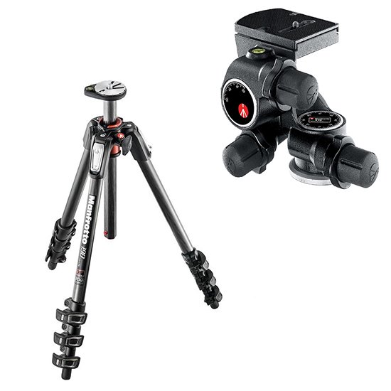 マンフロット（manfrotto）190プロカーボン4段三脚+410ギア付き雲台キット JP-MK190C4-410 - 写真プロ機材ショップのTPC