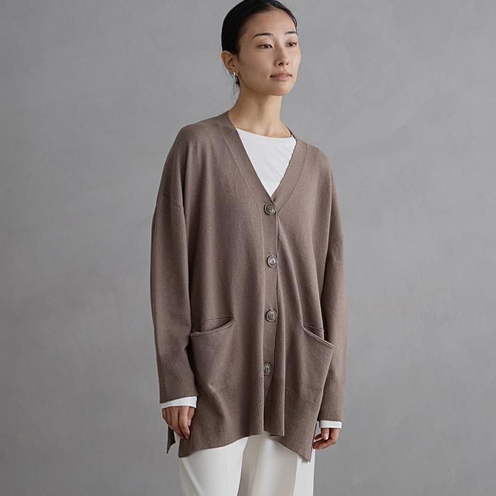 上質な質感 シルクウールカーディガン【DRESS HERSELF/ドレスハー