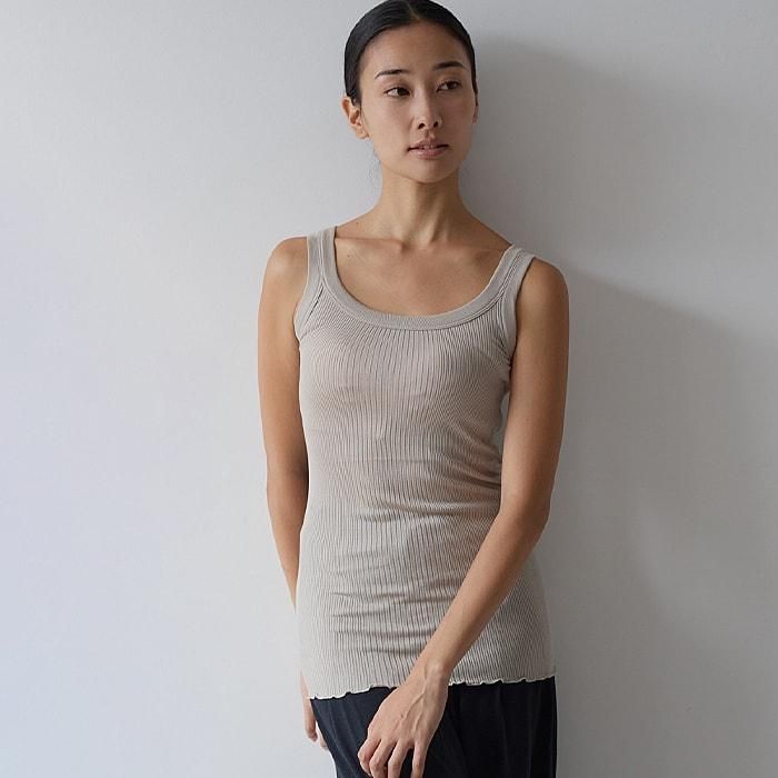 if six was nine シルクシースルーアシンメトリーキャミタンク 究極の