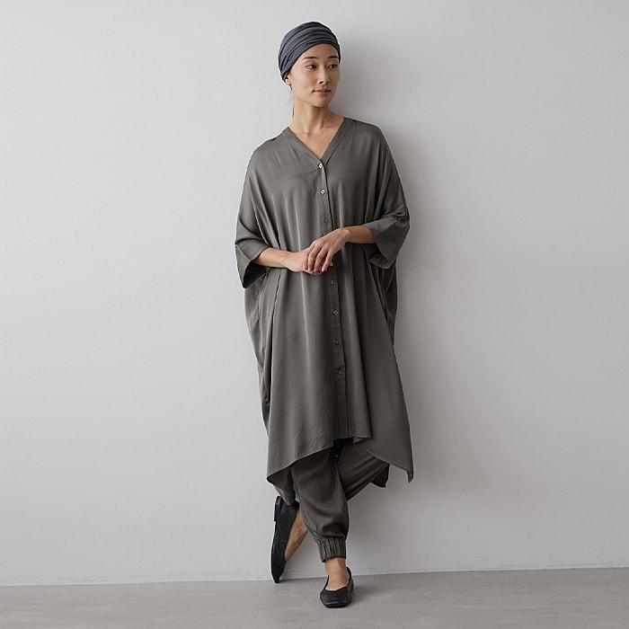 DRESS HERSELF シャツワンピース/シルクVネック