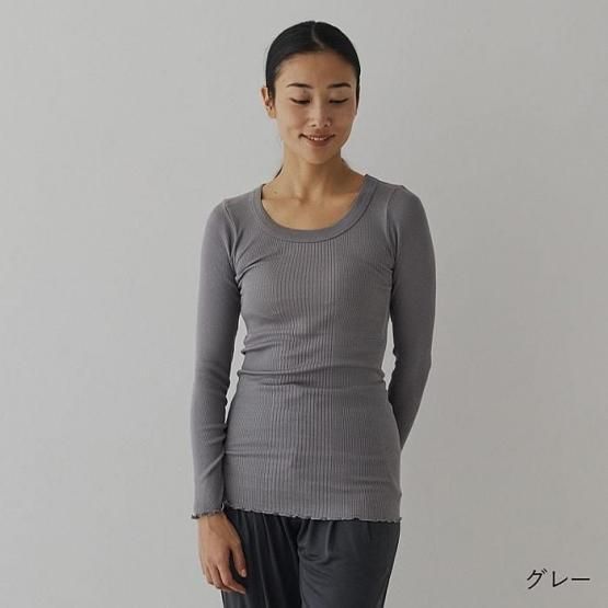 優しいフィット感 シルクリブ100%長袖インナー【DRESS HERSELF 優しいフィット感 シルクリブ100%長袖インナー【DRESS HERSELF