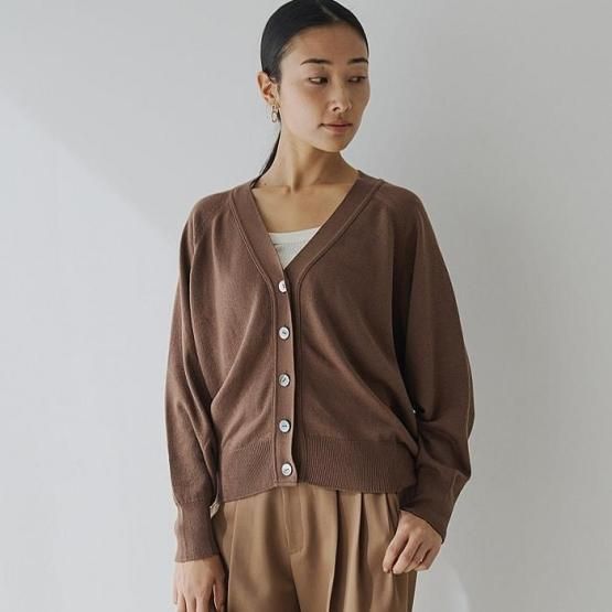 DRESS HERSELF オンライン カーディガン/シルクコットンVネック DRESS HERSELF オンライン カーディガン/シルクコットンVネック